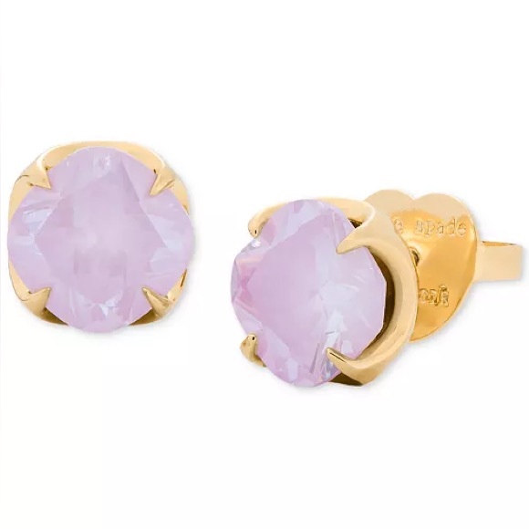 Kate Spade Gold-Tone Color Lilac Cubic Zirconia Stud Earrings - Picture 6 of 6